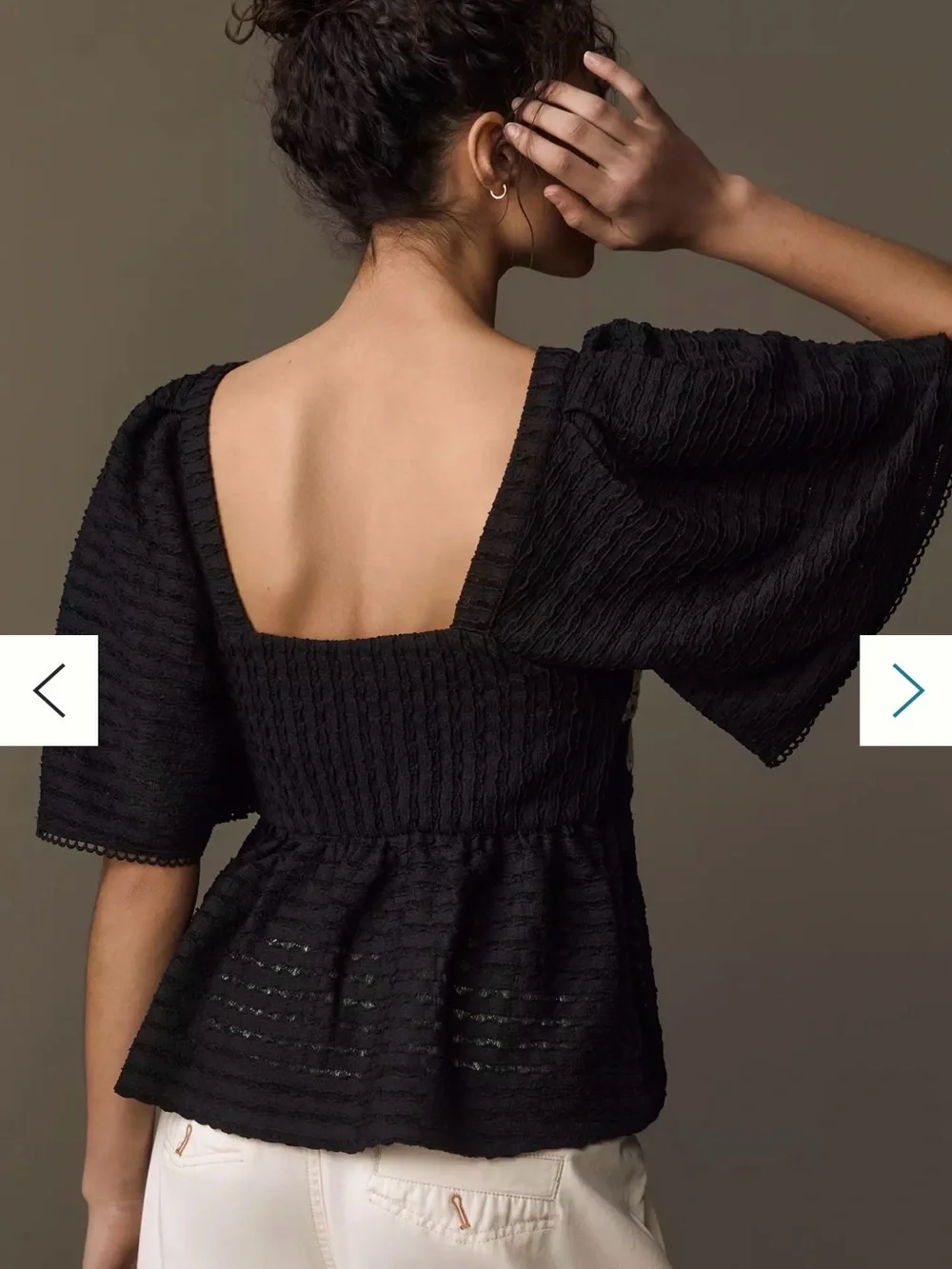 Sarah Hann x Anthropologie Flutter-Sleeve Crochet Top Small